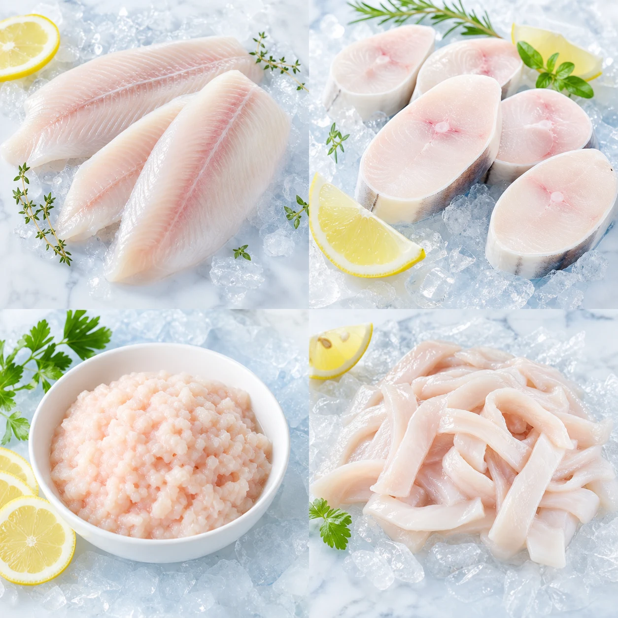Fillet cá tra trên đá lạnh
